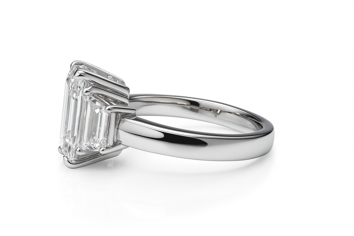 4.10 CT RADIANT CUT DRIE STENEN RING 