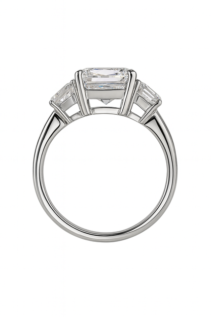 4.10 CT RADIANT CUT DRIE STENEN RING 