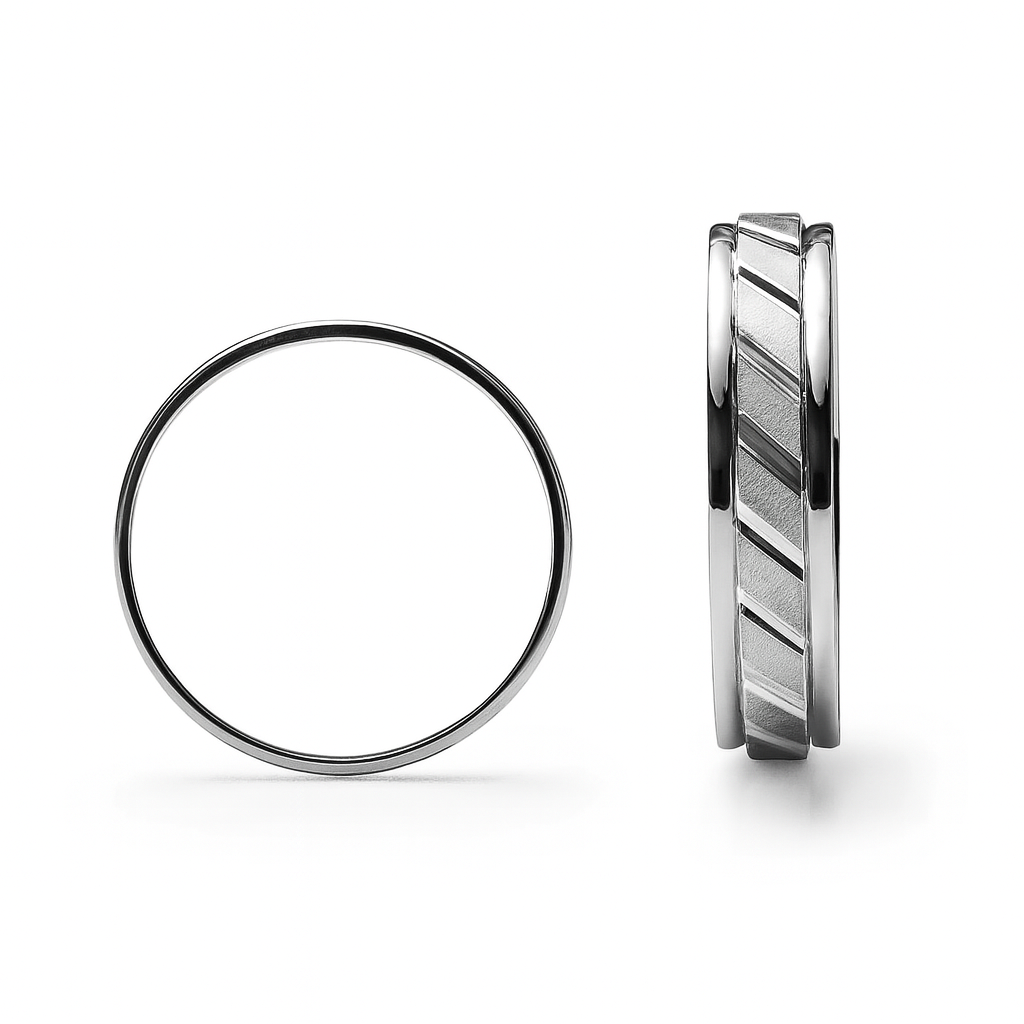 18kt White gold wedding rings - Matte & Glossy Finish