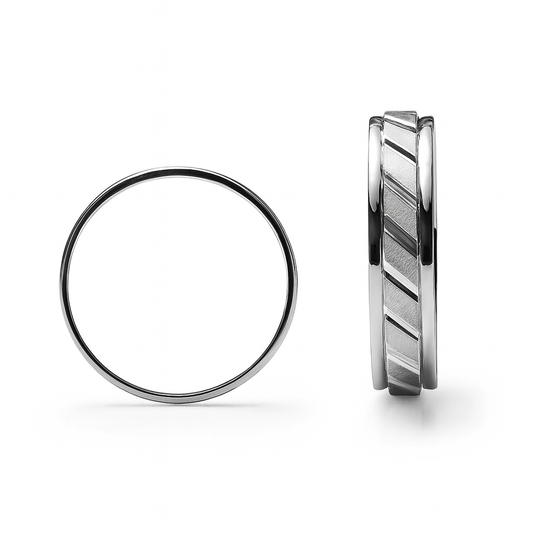 18kt White gold wedding rings - Matte & Glossy Finish