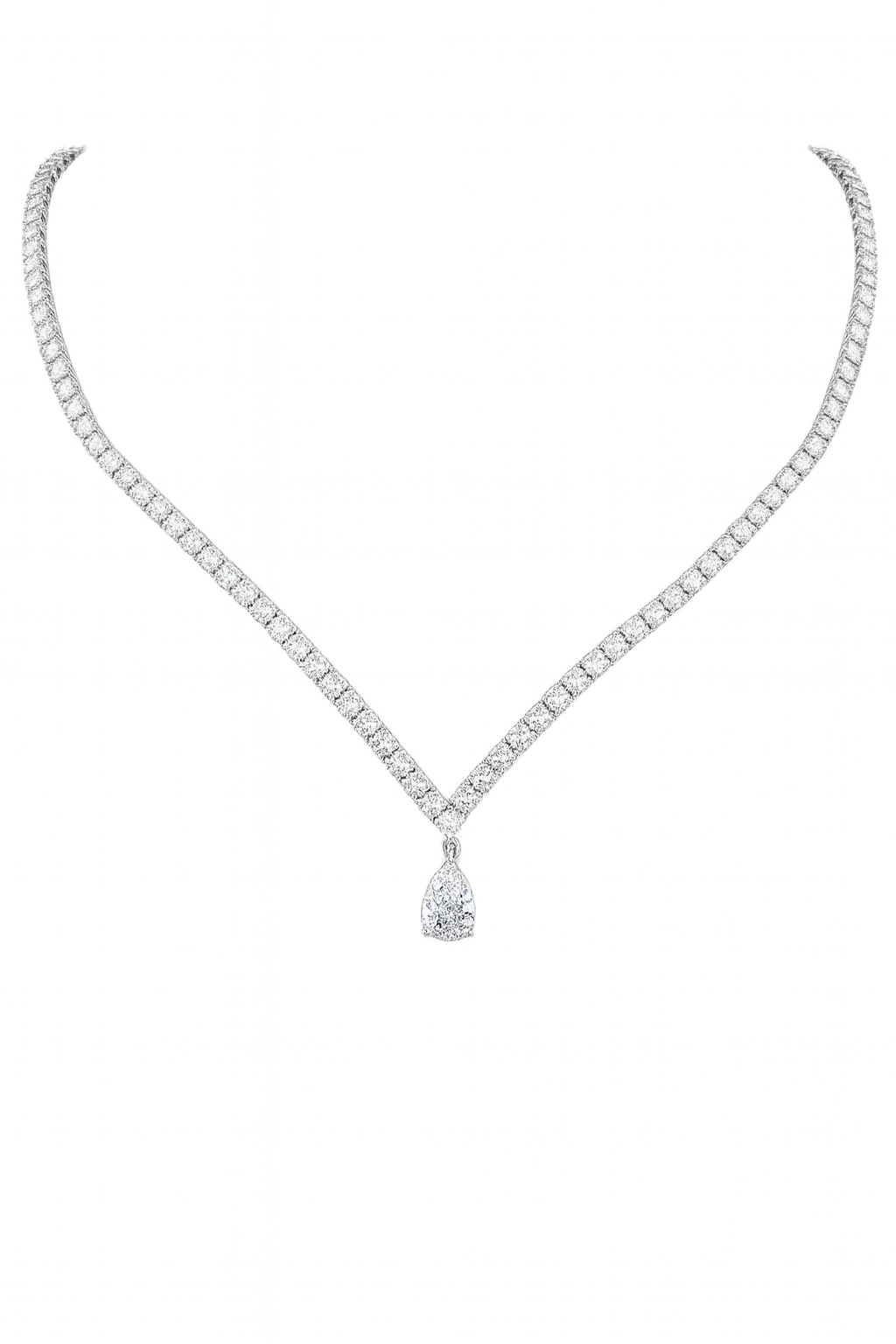 Collier Tennis V en forme de poire