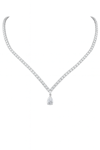 Collier Tennis V en forme de poire