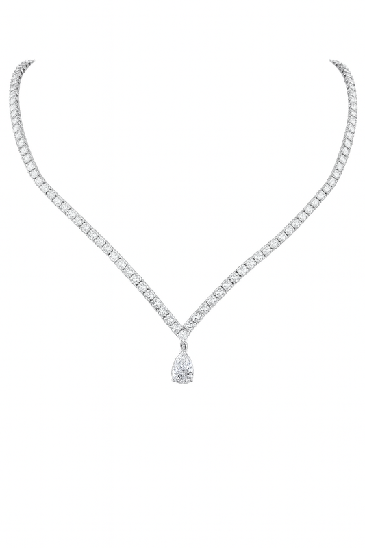 V Tennis ketting met peervorm