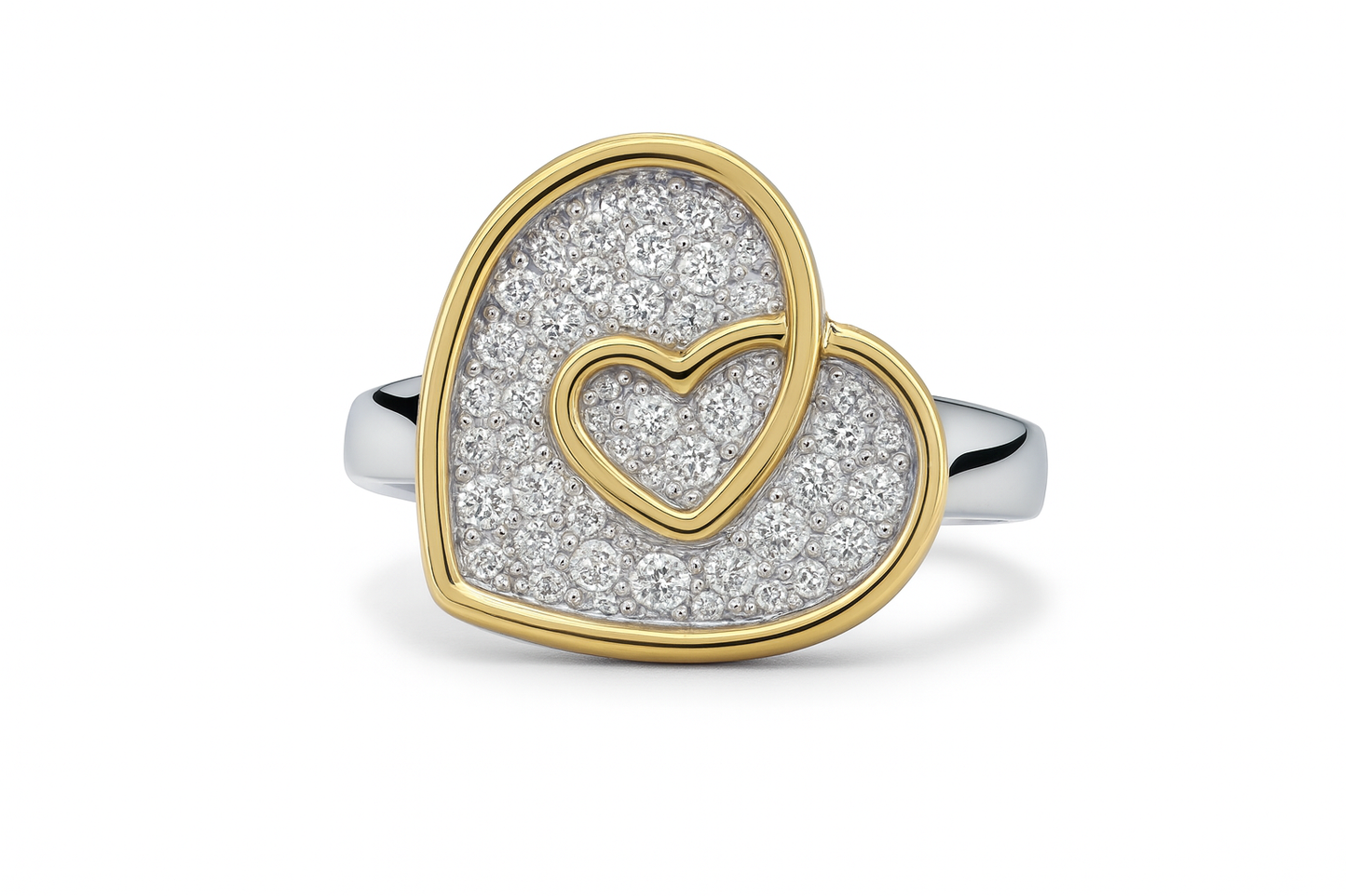 Hartvormige diamanten ring 