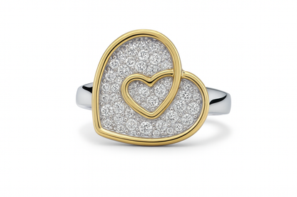 Hartvormige diamanten ring 