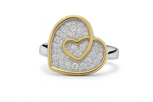 Bague en diamant en forme de cœur 