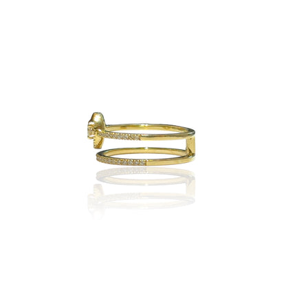 Ronde Halo Solitaire Ring Dubbel Lichaam 