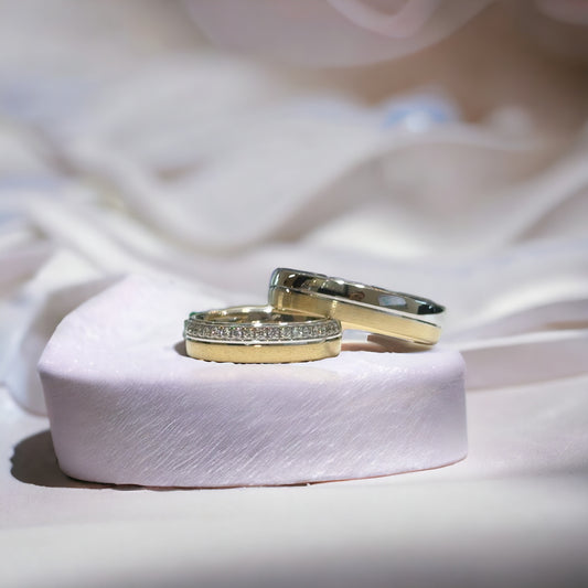 5mm Two Tone Met Diamanten Trouwringen