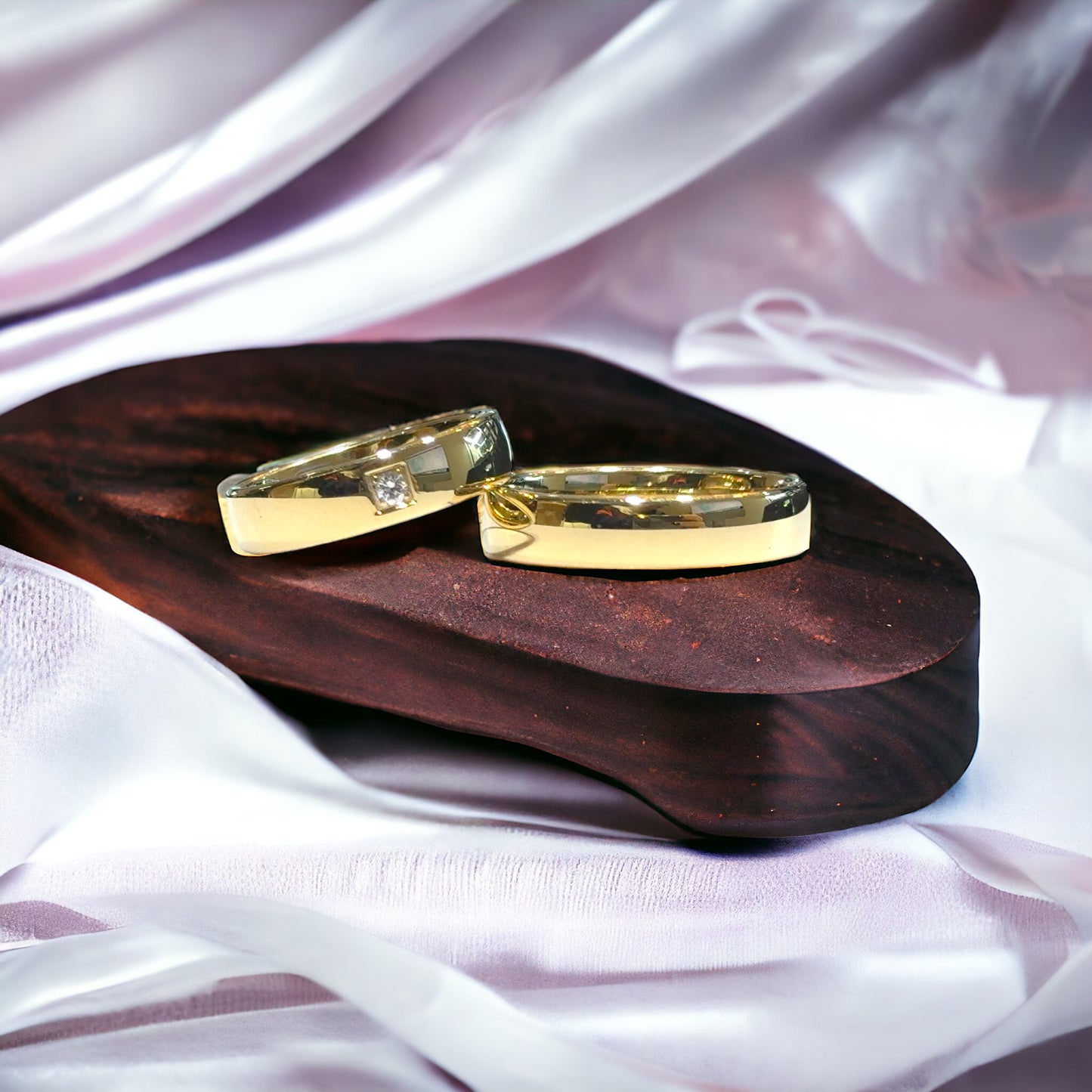 Alliances de mariage confortables de 5 mm avec diamant