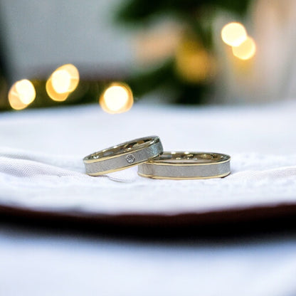 Alliances de mariage en diamant brossé mat de 4 mm