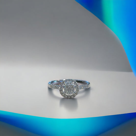 Bague halo diamant rond
