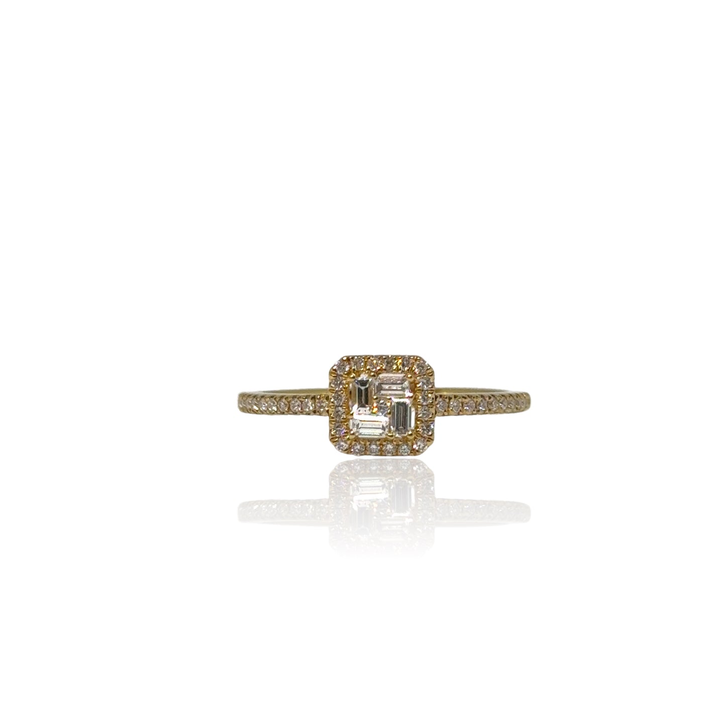 Vierkante Halo Illusie Diamanten Ring 