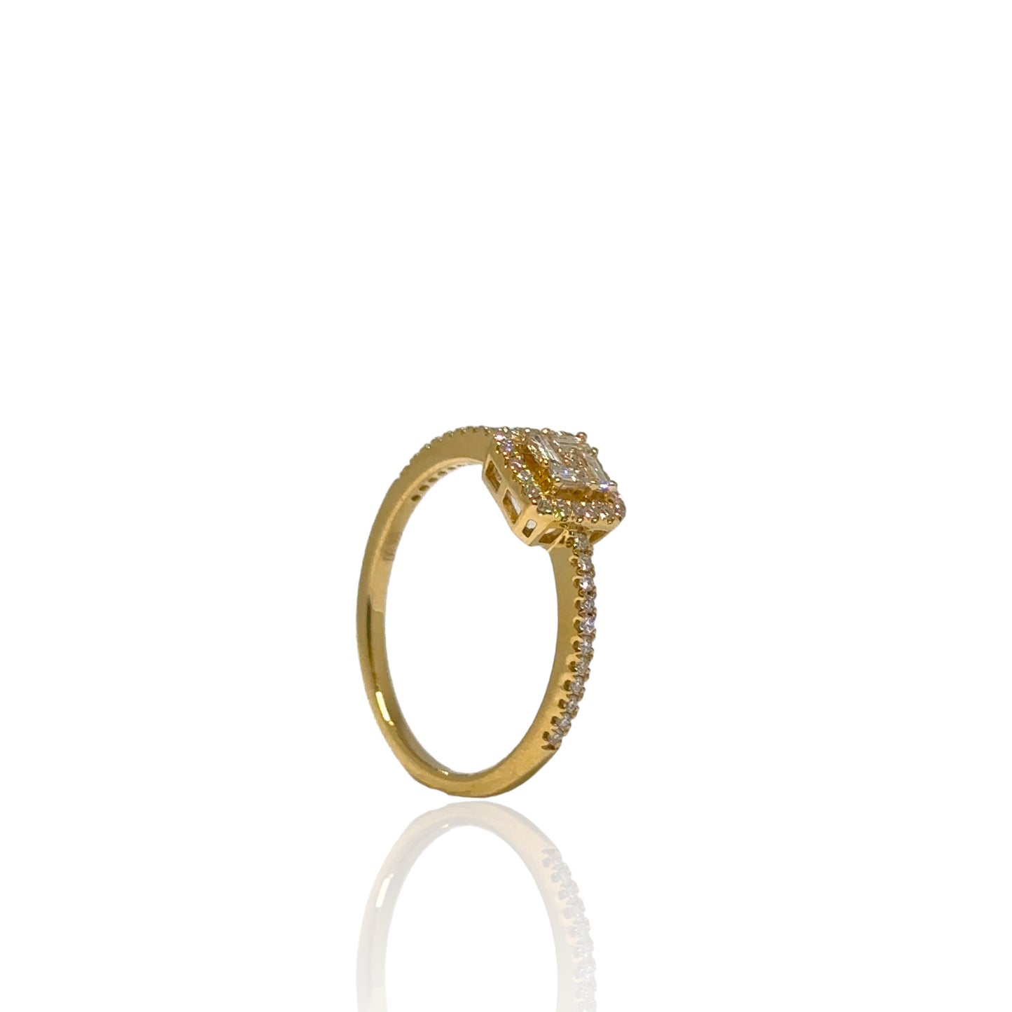 Vierkante Halo Illusie Diamanten Ring 