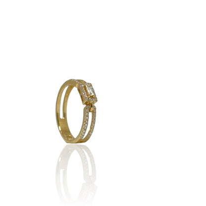 Rechthoekige Halo Diamanten Ring 