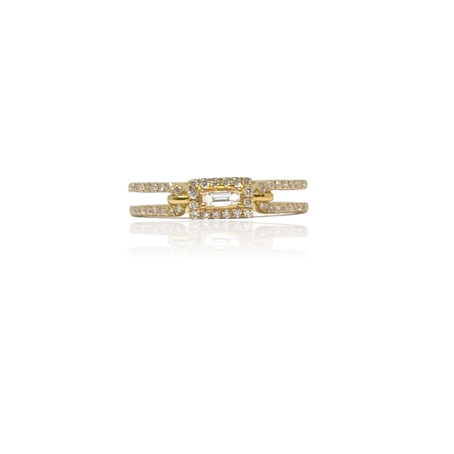 Rechthoekige Halo Diamanten Ring 