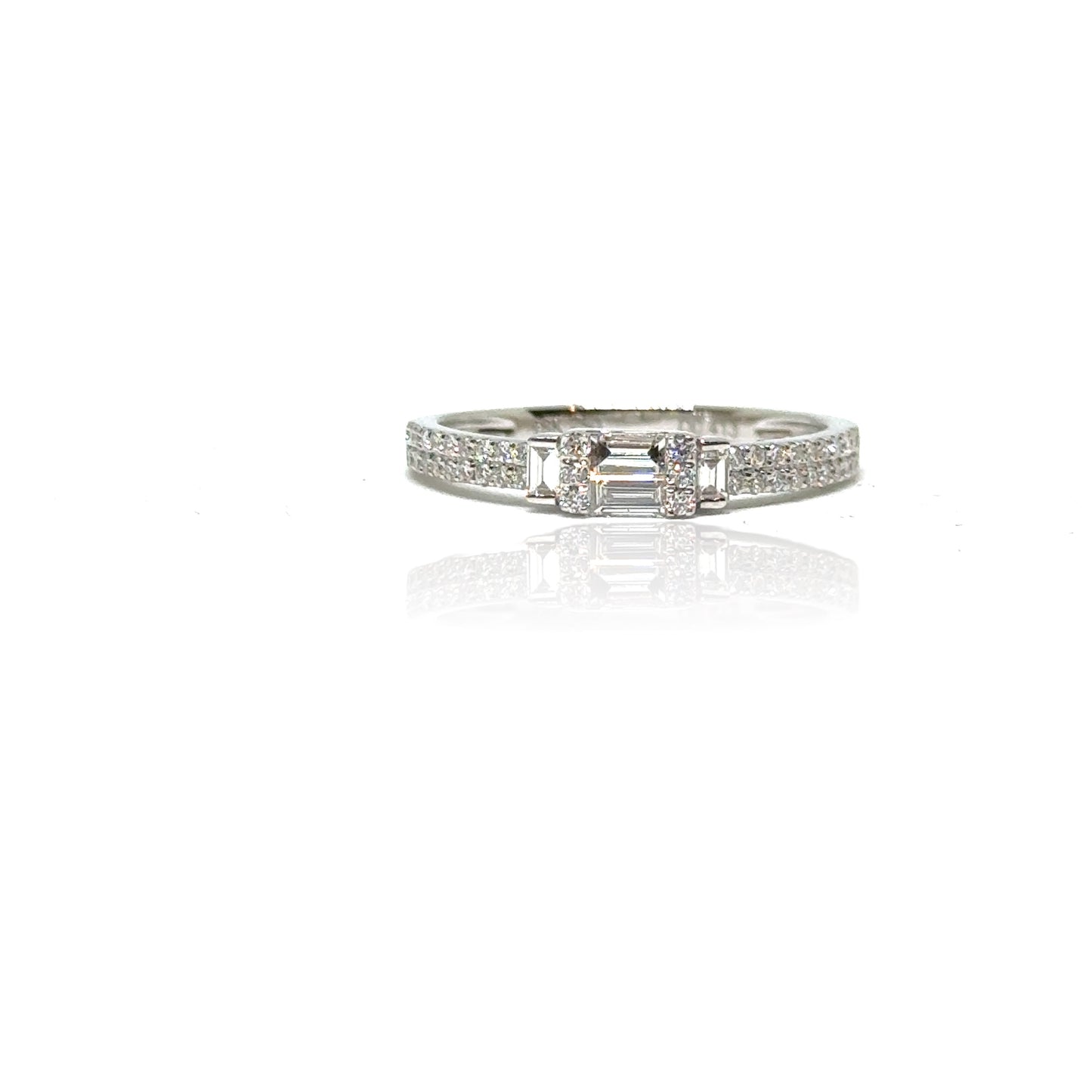 Baguette &amp; ronde diamanten ring 