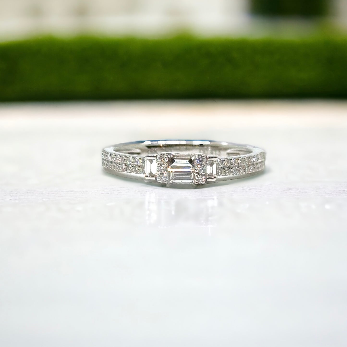 Baguette &amp; ronde diamanten ring 