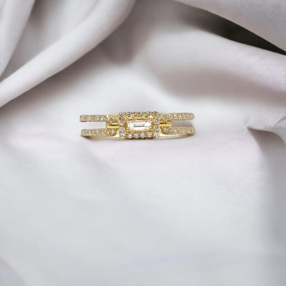 Rechthoekige Halo Diamanten Ring 