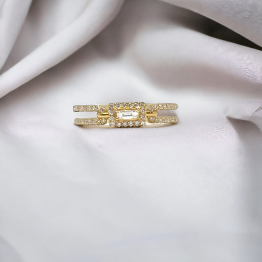 Bague Halo rectangulaire en diamant 