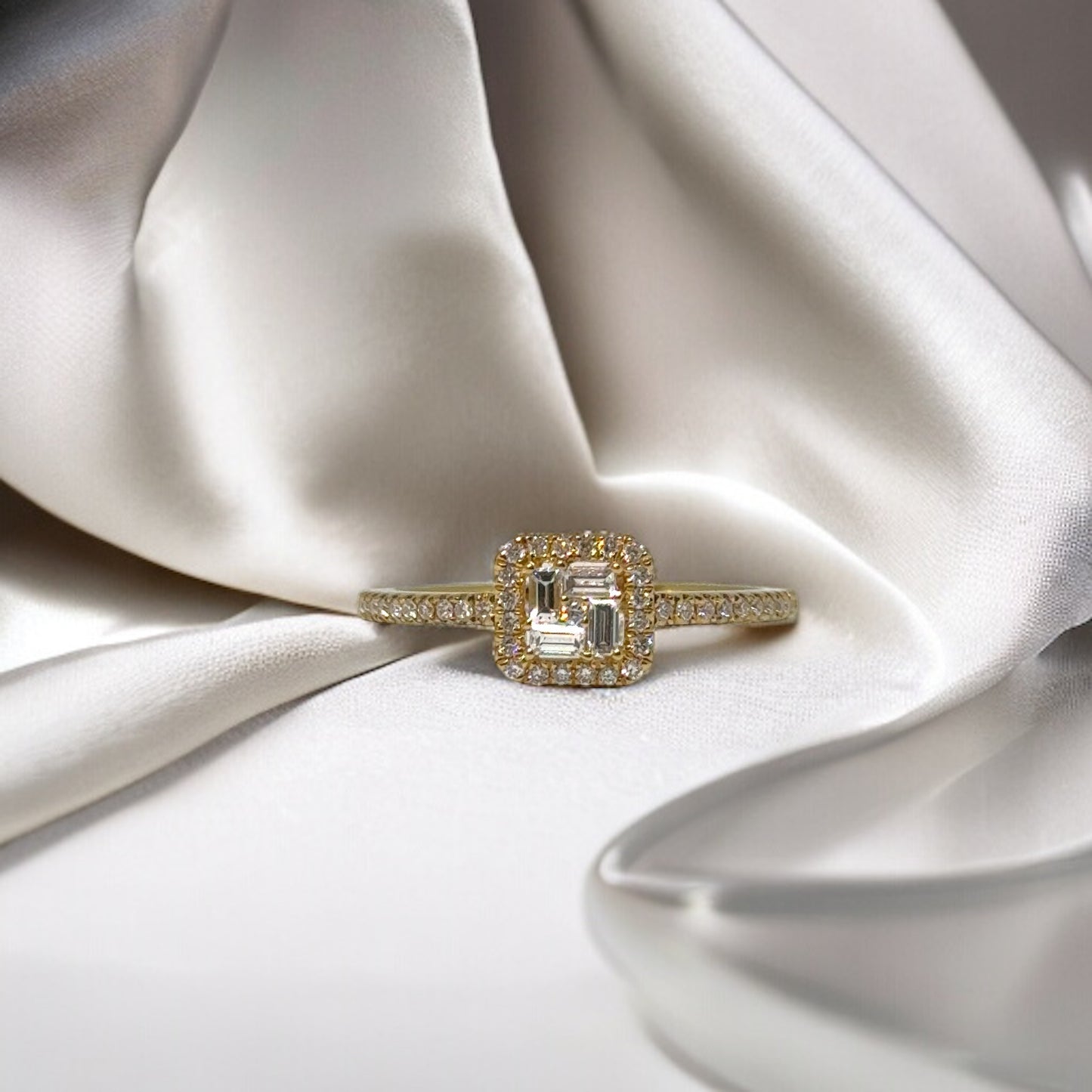 Vierkante Halo Illusie Diamanten Ring 