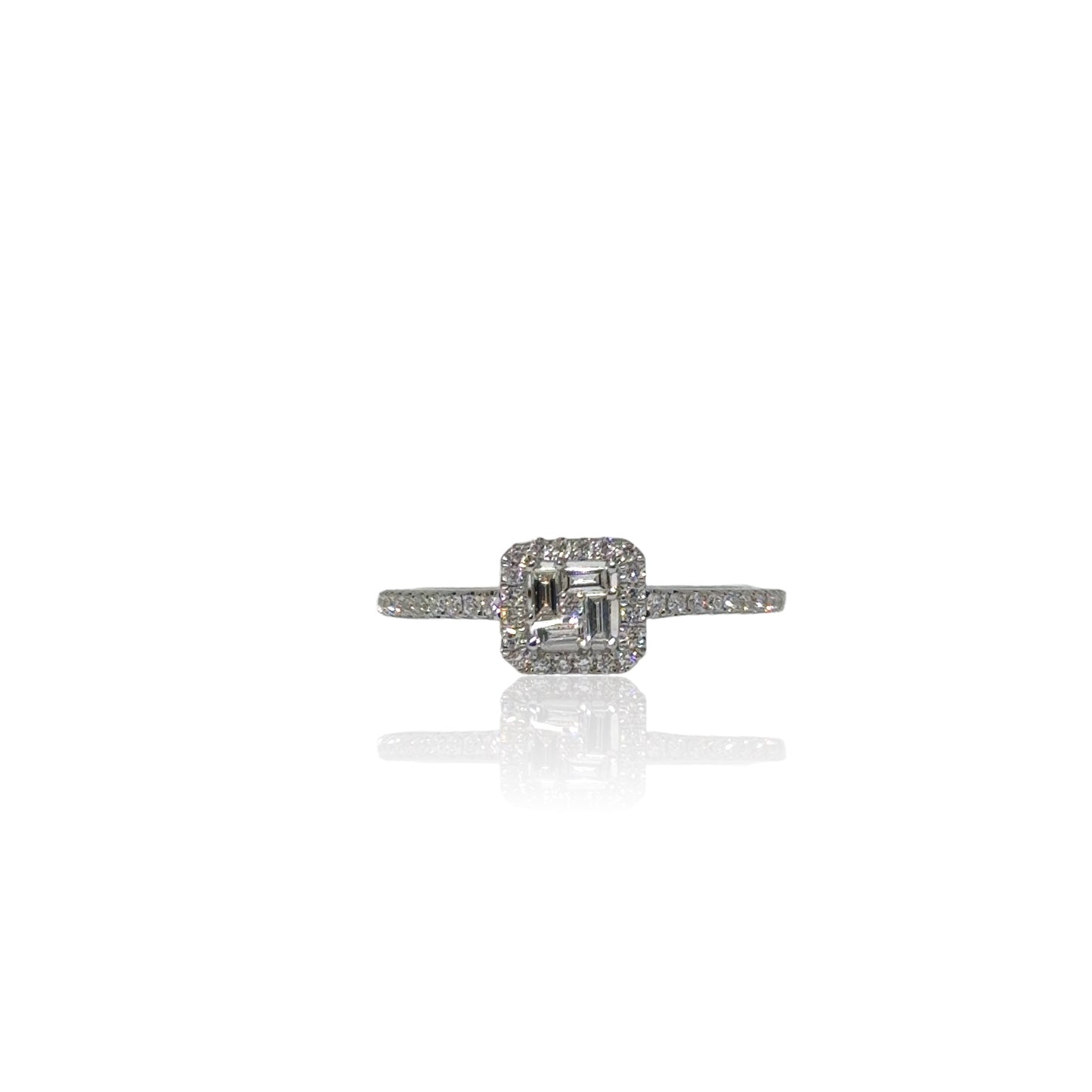 Vierkante Halo Illusie Diamanten Ring