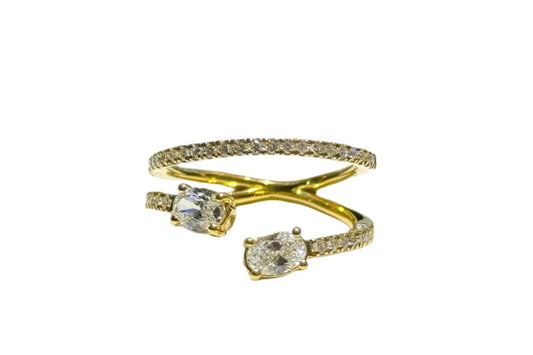 Bague Toi &amp; Moi Ovale et Diamants 
