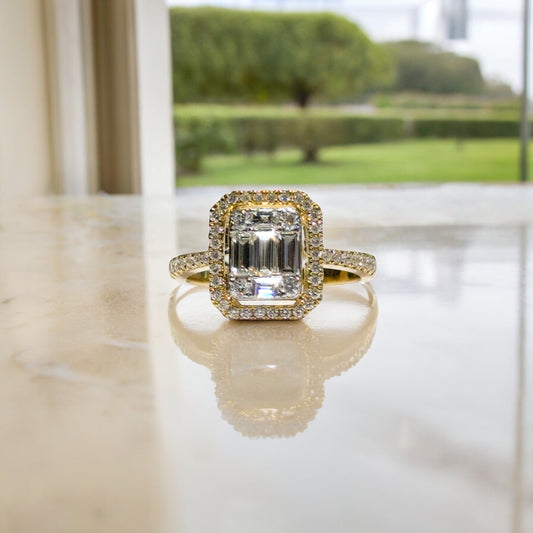 Bague entourage en diamant Illusion (grande taille) 