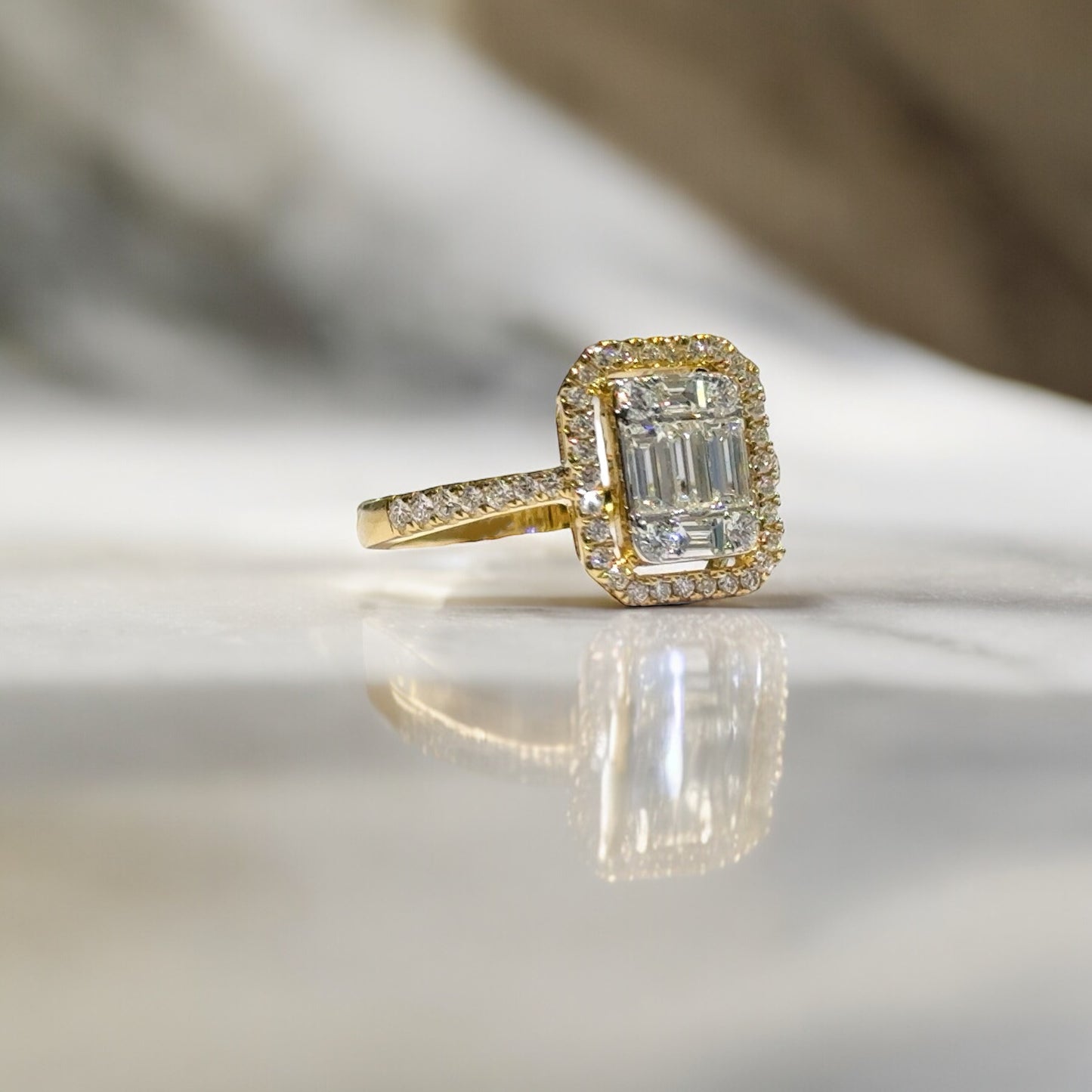 Illusion Entourage Diamanten Ring (Grote Zise) 