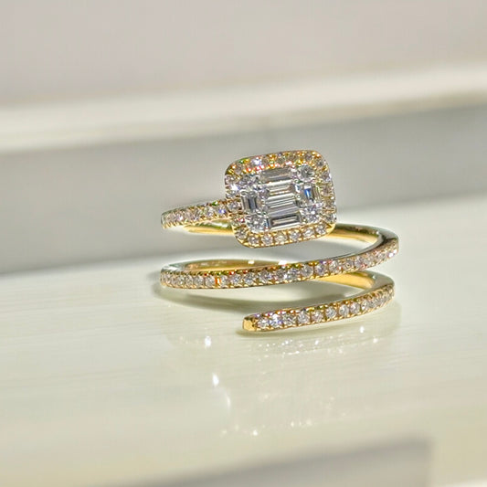 Bague en diamant en spirale 