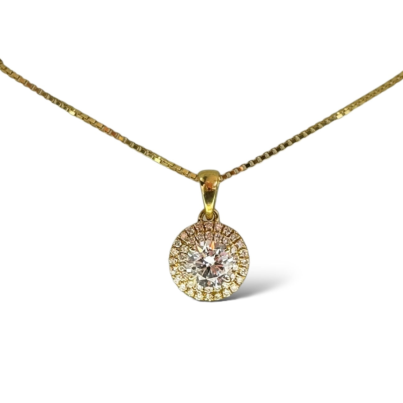DUBBELE HALO SOLITAIRE KETTING 