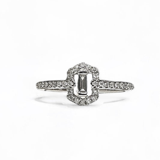 Zeshoekige Halo Diamanten Ring 