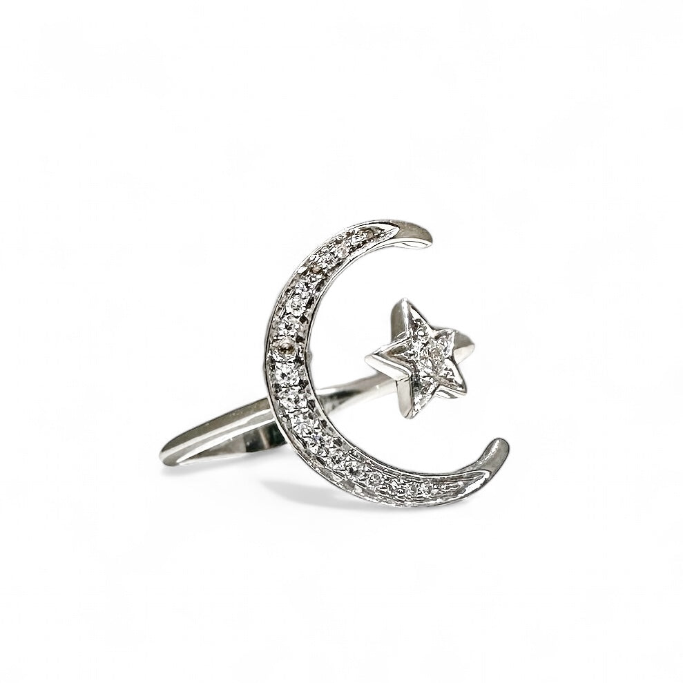 Ster &amp; Maan Diamanten Ring 