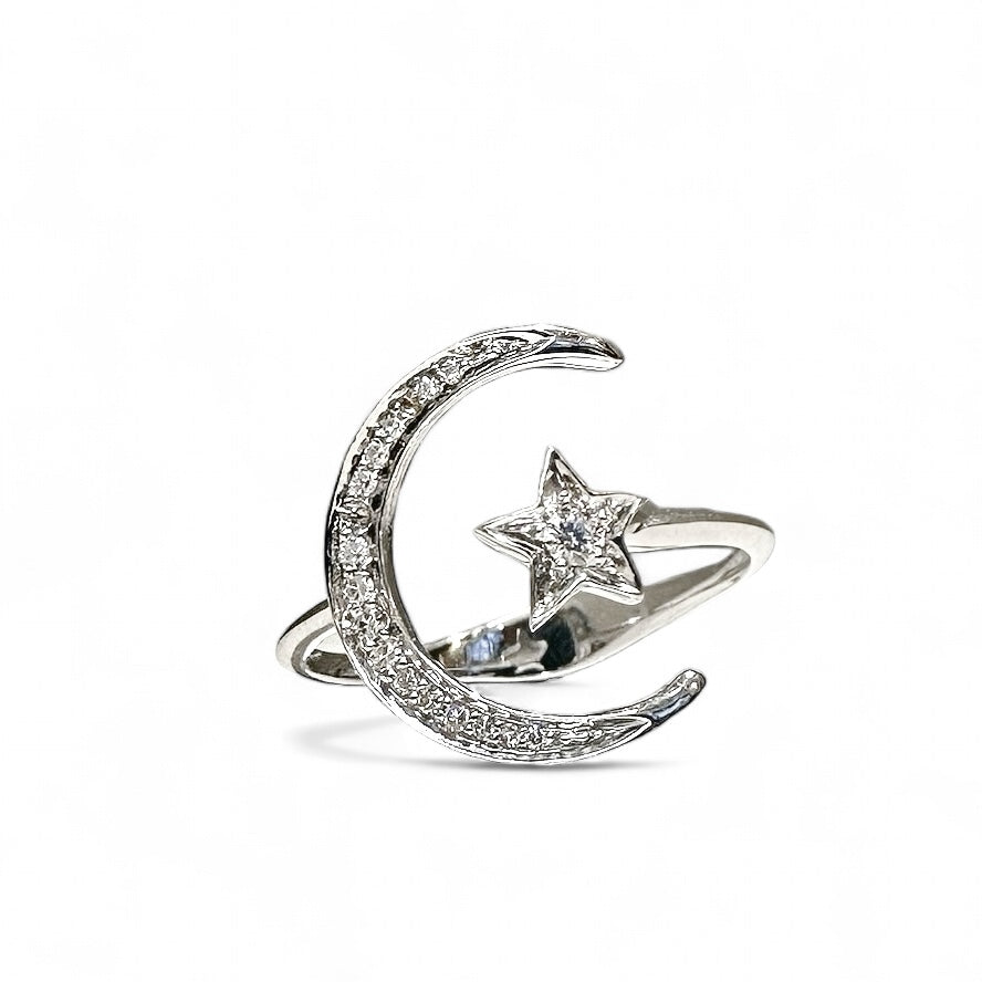 Ster &amp; Maan Diamanten Ring 