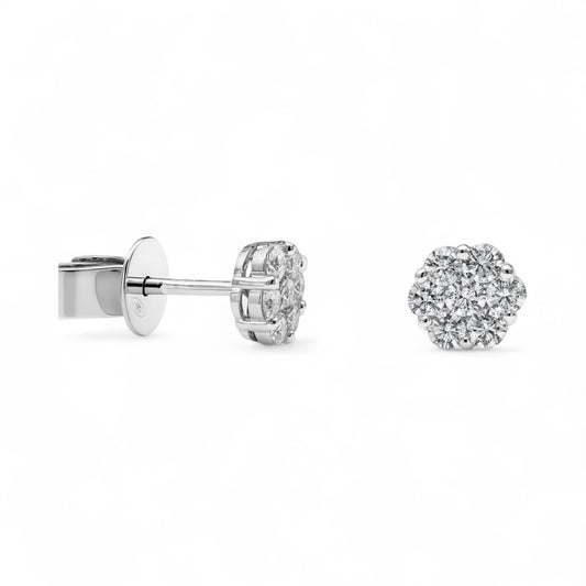 Medium bloem diamanten oorbellen