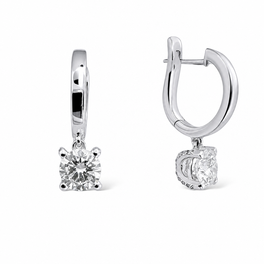 COLLIER HUGGIE SOLITAIRE GOUTTE 1,50 CT 