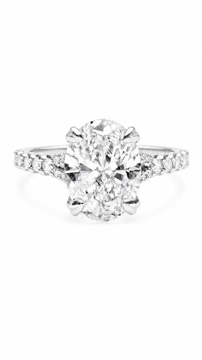 2 CT OVAL WITH SIDE STONES