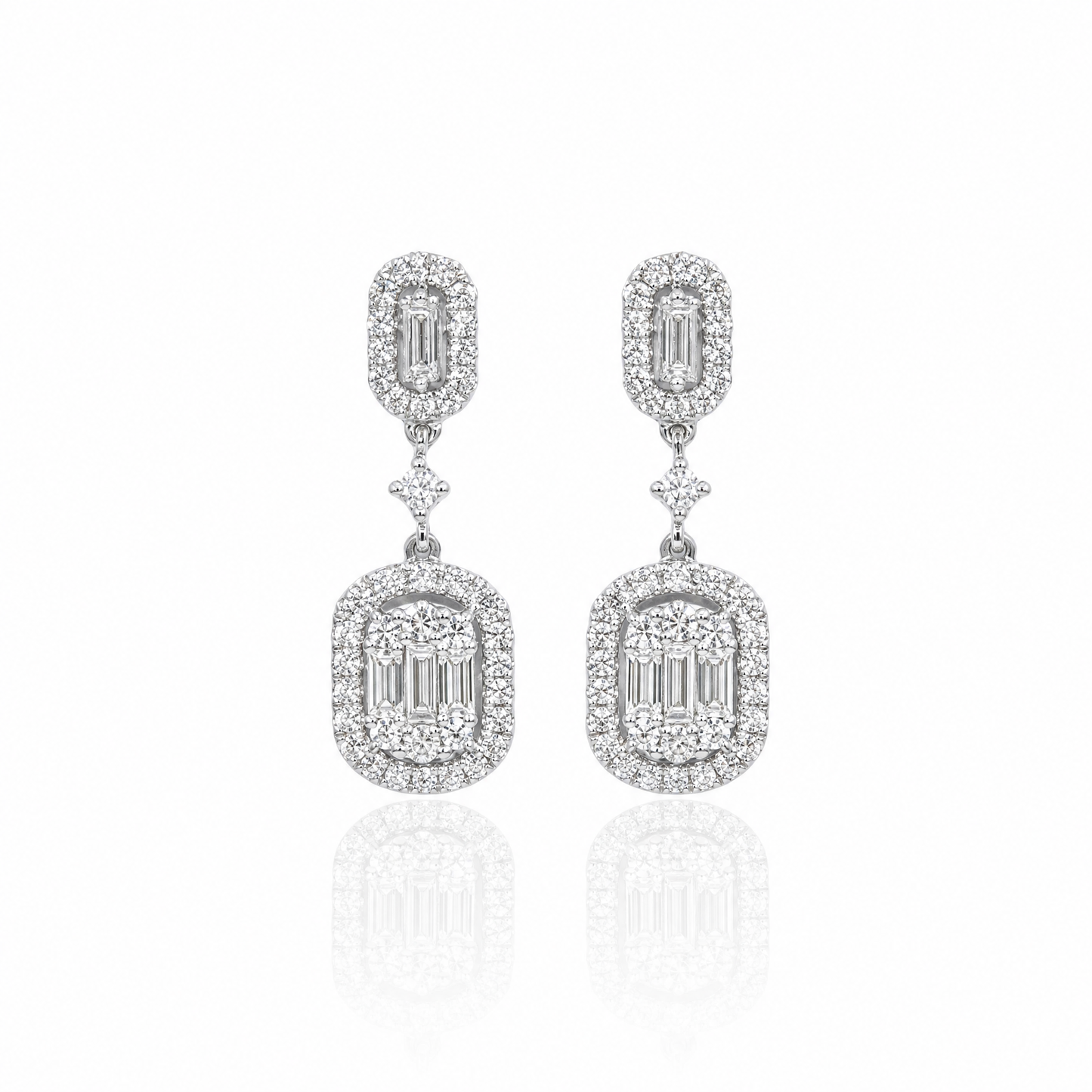 Boucles d'oreilles halo diamant illusion