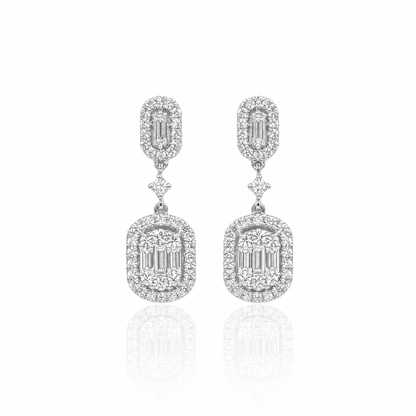 Boucles d'oreilles halo diamant illusion
