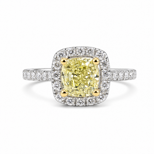 FANCY LIGHT YELLOW CUSHION CUT