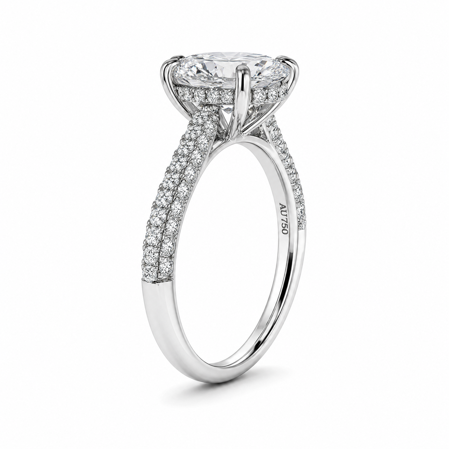 OVAL SOLITAIRE HIDDEN HALO PAVE
