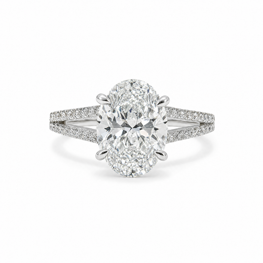 OVAL SOLITAIRE SPLIT PAVE