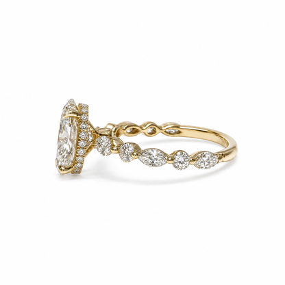 OVAL SOLITAIRE MIXED PAVE (YG)