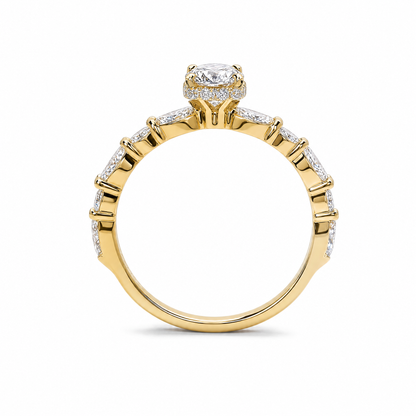 OVAL SOLITAIRE MIXED PAVE (YG)