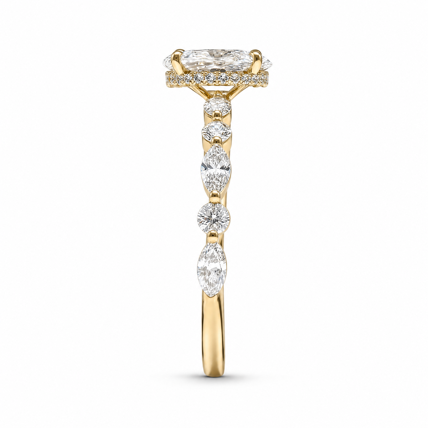 OVAL SOLITAIRE MIXED PAVE (YG)