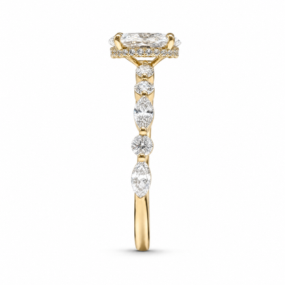 OVAL SOLITAIRE MIXED PAVE (YG)