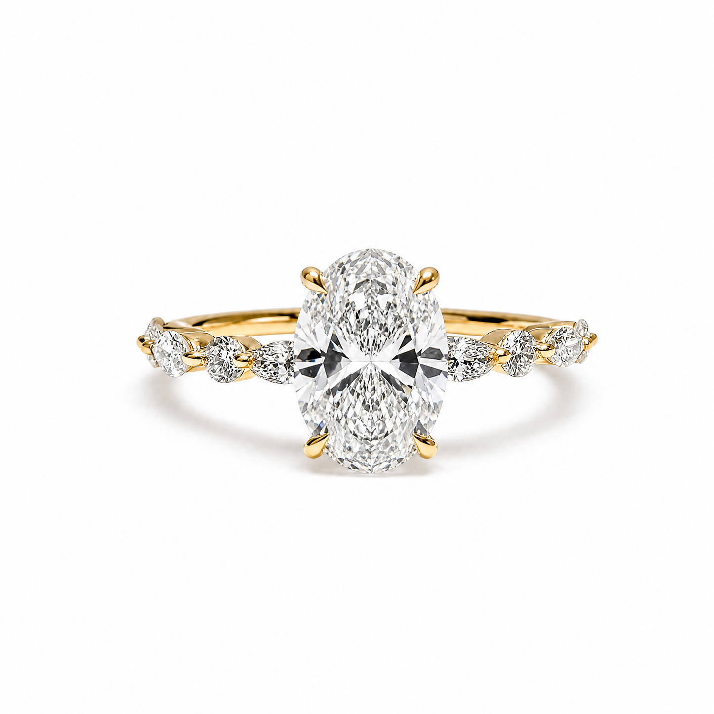 OVAL SOLITAIRE MIXED PAVE (YG)