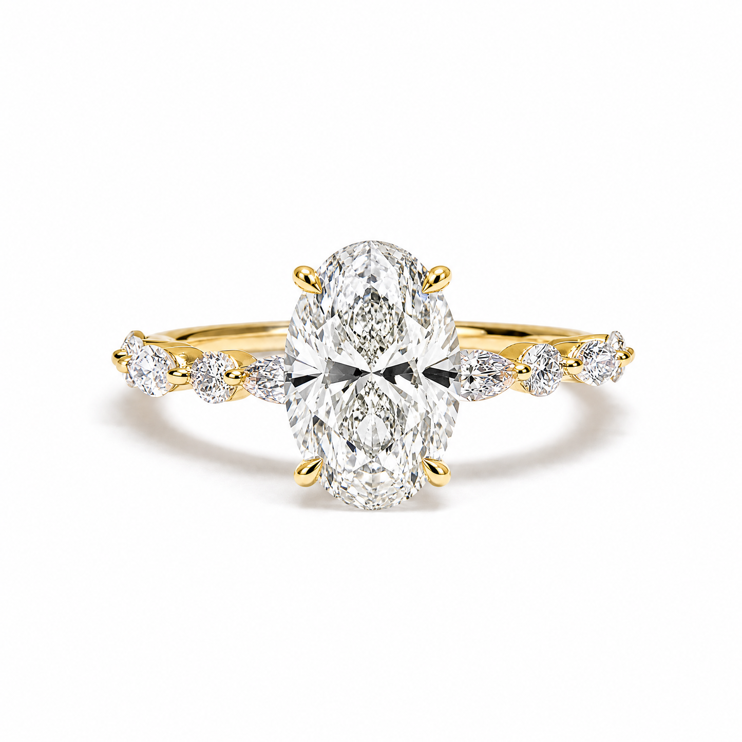 OVAL SOLITAIRE MIXED PAVE (YG)