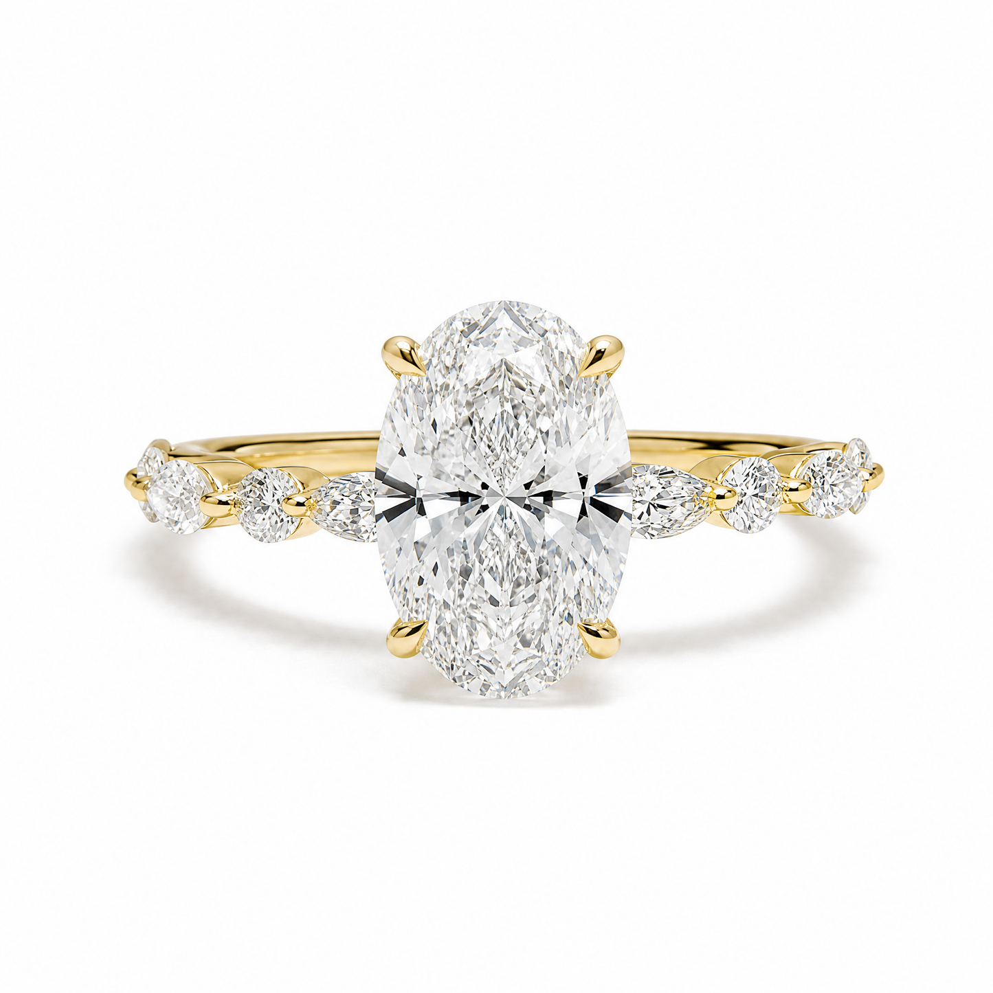 OVAL SOLITAIRE MIXED PAVE (YG)