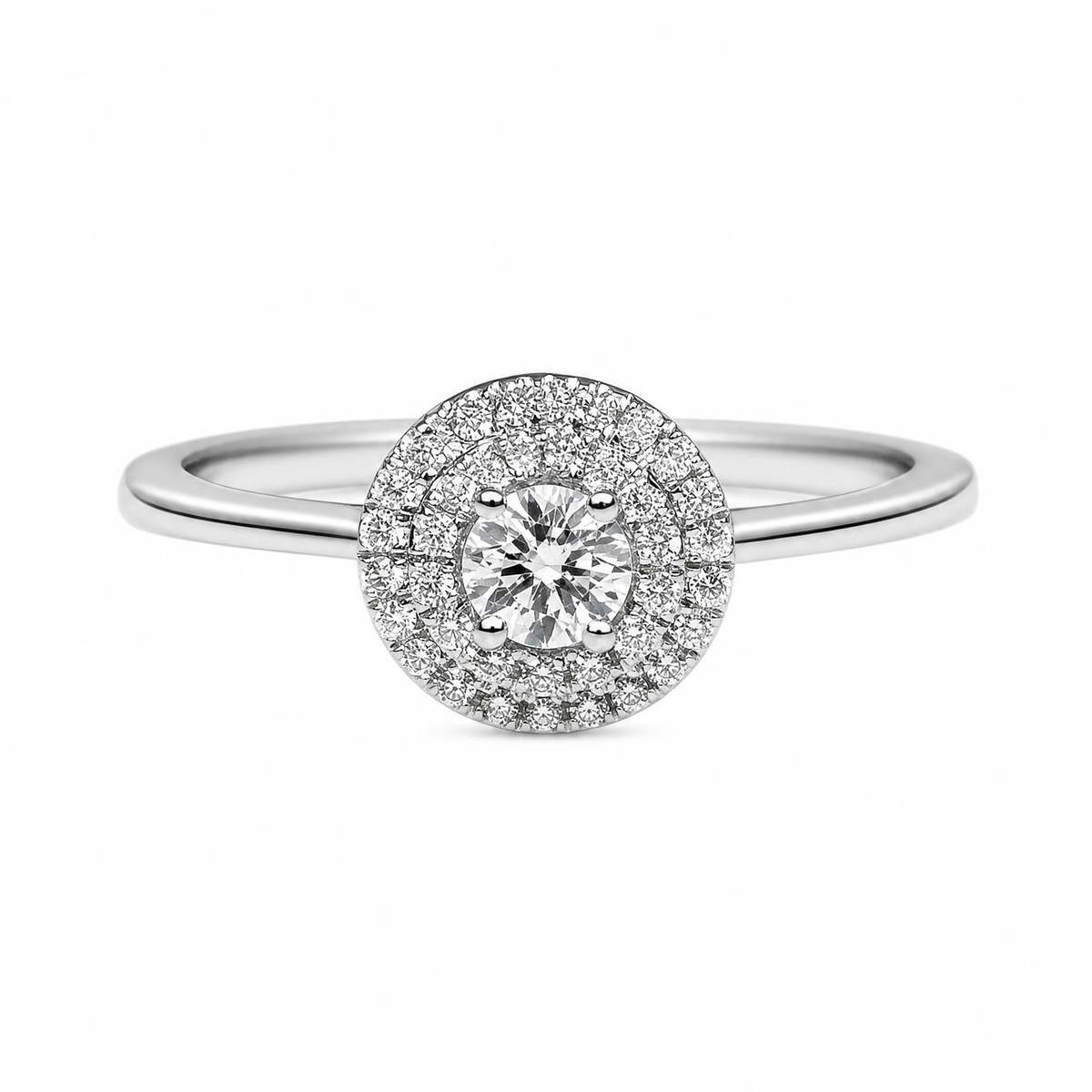 DOUBLE HALO ROUND SOLITAIRE RING