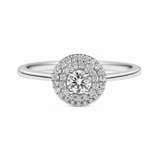 DOUBLE HALO ROUND SOLITAIRE RING